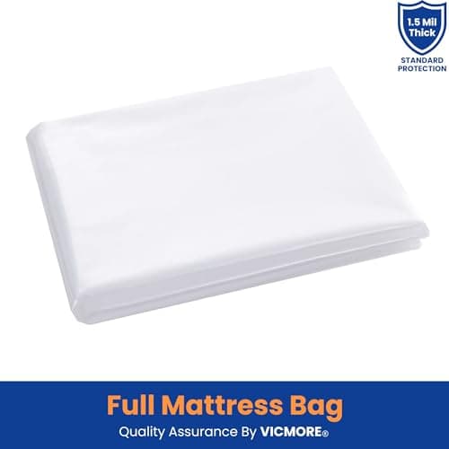 VICMORE Full Mattress Bag for Moving, Storage & Disposal – Heavy-Duty Plastic Mattress Cover, Tear-Resistant, Dustproof, Reusable (Fits Full/Double Size Beds)