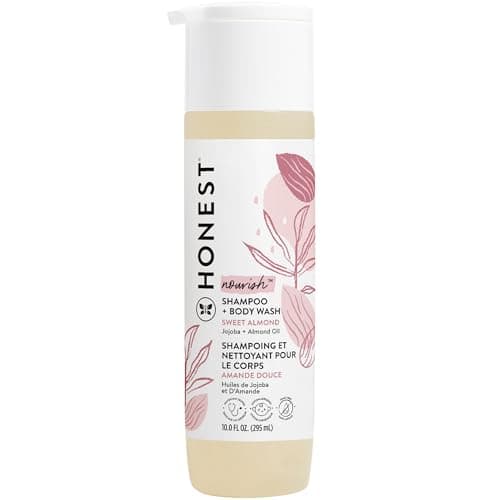 The Honest Company 2-in-1 Cleansing Shampoo Body Wash Gentle for Baby, Naturally Derived Tear-free Hypoallergenic Sweet Almond Nourish 10 fl oz