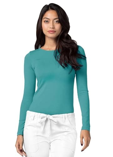 Adar Underscrubs for Women 2 Pack - Long Sleeve Underscrub Comfort Tee - 2902 - Aquamarine - XS