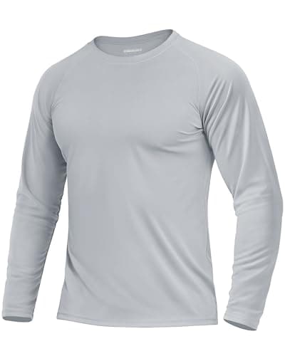 Boladeci Rash Guard Men Long Sleeve T-Shirts UPF 50+ Sun Protection Clothing UV Tees Shirts for Men Summer Sport Fishing Running Swiming (Gray)
