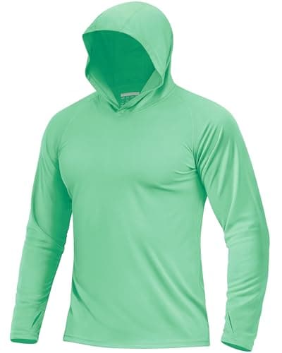 Boladeci Mens Long Sleeve Shirt Fishing Hoodie UPF 50+ UV Protection Sun Shirts Summer Water SPF Rash Guard Tee Tops T-Shirts Swim Shirts XS Green