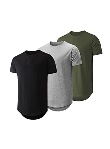 JMIERR Mens 3 Pack Short Sleeve T Shirts Black/Light Grey/Army Green L