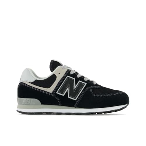 New Balance Kids 574 V1 70s Racing Lace-up Sneaker, Black/White, 6.5 M Big Kid (8-12 Years)