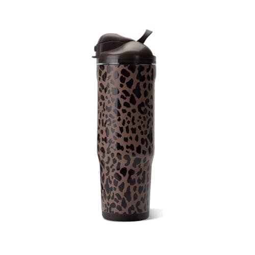 HydroJug Ease2o 32oz Insulated Water Bottle, Straw & Chug Lid, Brown Leopard
