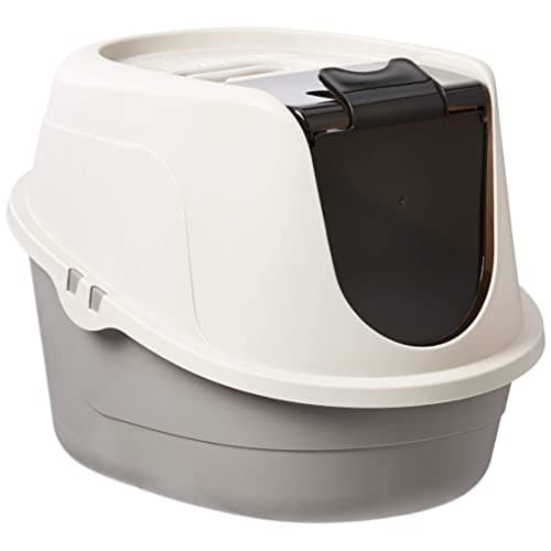 Amazon Basics No-Mess Enclosed Hooded Cat Litter Box, Standard, Multicolor, 53cm x 41cm x 38cm