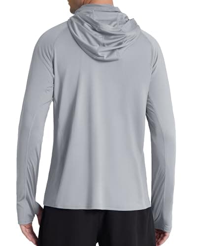 Roadbox UPF 50+ Sun Hoodie Men, Long Sleeve UV Protection Fishing Shirts with Mask, Lightweight Rash Guard for Hiking Outdoor