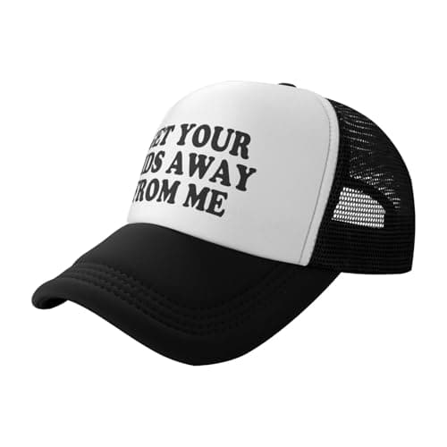 Get Your Kids Away from Me Funny Trucker Hats for Adult Humor Snapback Hat Adjustable Dirty Joke Gag Caps Party Gag Gifts for Men Women