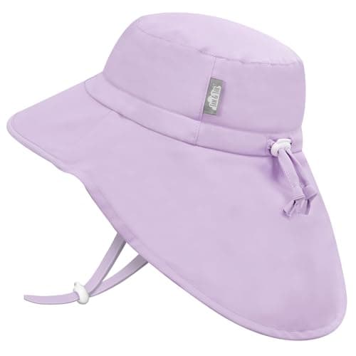 Jan & Jul Grow-with-Me Wide Brim UPF Hat for Toddlers with Neck Flap (M: 6-24 Months, Lavender)