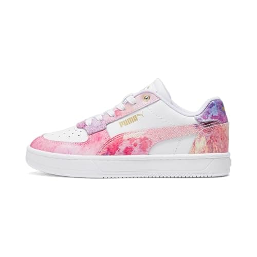 Puma Unisex-Child, Caven 2.0 Paint, Puma White-Pink Lilac-Puma Team Gold, Big Kid 6.5