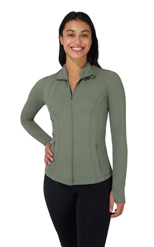90 Degree By Reflex Full Zip Running Track Jacket Lightweight Athletic Slim Fit Jacket with Thumbholes, Mountain Sage, X-Large