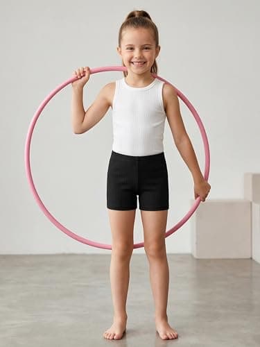 Bumeex Girls Bike Shorts Cartwheel Biker Kids 6 Pack Spring Summer Clothes Safety Shorts Under Dress Dance Size 6-7 Years Black/Grey/White/Ivory/Lt Pink/Dark Pink