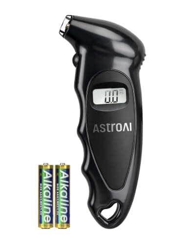 AstroAI Digital Tire Pressure Gauge 200 PSI, ANSI B40.7 Grade 2A Certified (+/-0.5%) Tire Pressure Monitor with AAA Batteries, Backlit LCD Displays, 4 Pressure Unit Settings for Car Trucks, Black,1P