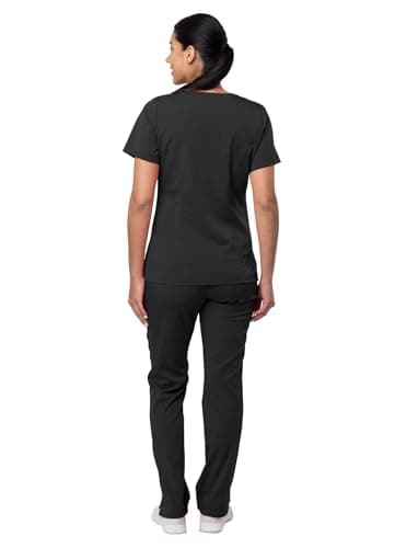 Adar Pro Breakthrough Plus Scrub Set For Women - Enhanced V-Neck Top & Multi Pocket Pants - 4400 - Black - S