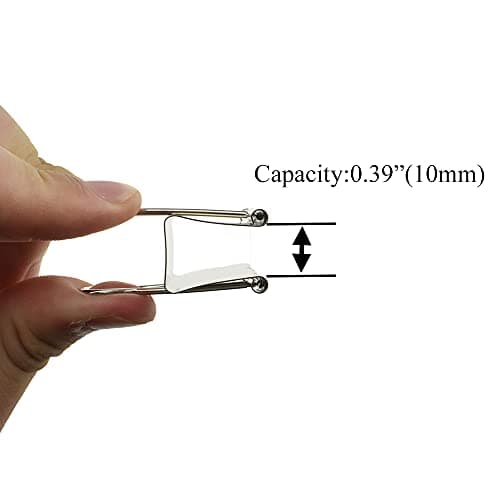 HAHIYO Binder Clips Paper Clamps Spring Steel Sturdy Medium 1.26 inches Width 0.39 Inch Capacity No Sharp Edges Heavy Duty Tight Grip Reusable Silver Metal Bright Finish for Home Office School 13 Pack