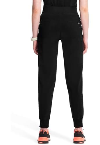 Infinity Women's Scrub Jogger Pants Mid Rise Bottoms with 5 Pockets, Moisture Wicking & 360° Stretch Fabric - CK110A, M, Black