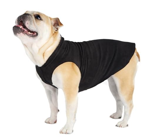 Goldpaw Stretch Fleece Dog Sweater - with Spandex for 4-Way Stretch - Soft, Comfortable Dog Coat - Machine Washable - Made in the USA - Black - Size 12