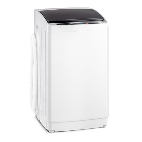 ROVSUN 17.8LBS Portable Washing Machine, Full-Automatic Electric Laundry Machine with Stainless Steel Drum, Compact Washer and Spin Dryer Combo with Drain Pump for Apartment, Dorm, Home