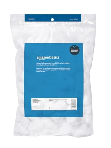 Amazon Basics Cotton Balls for Skincare, Makeup Removal, Cotton, Hypoallergenic, 200 Count (Previously Solimo)