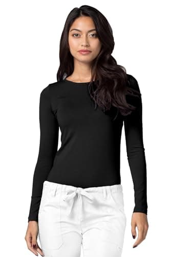 Adar Uniforms, Underscrubs for Women 2 Pack - Long Sleeve Underscrub Comfort Tee - 2902 - Black - XS