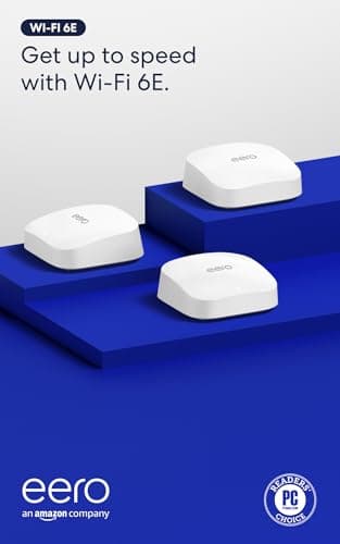 Amazon eero Pro 6E mesh wifi system - Supports internet plans up to 2.5 Gbps, Coverage up to 6,000 sq. ft., Connect 100+ devices, 3-pack