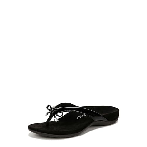Vionic Bella Thong Sandals Black Patent 8.5 M