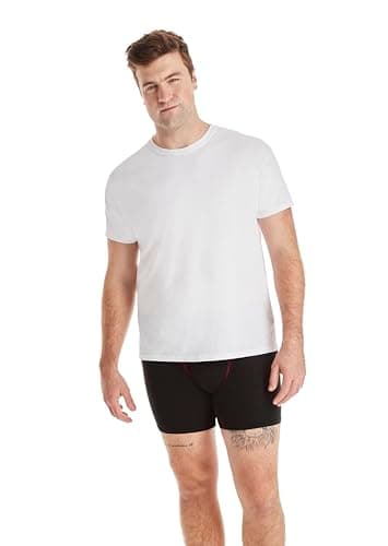 Hanes Men's ComfortSoft 4 Pack Cotton Crewneck T-Shirt, White, Large