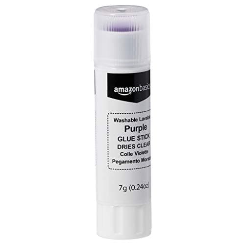 Amazon Basics Purple Washable School Glue Sticks for Classroom Supplies and Crafting, Dries Clear, 0.24-oz Stick, 30-Pack