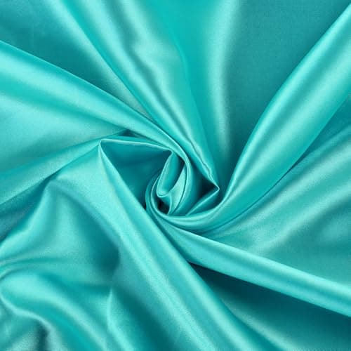 MDS Satin Fabric 5 Yards, 44" Wide, Silky Smooth Charmeuse Sateen Cloth for Wedding Arch Drapery Panel Backdrop Party Event Banquet Home Decoration Curtain Crafts DIY Sewing Costume - Teal