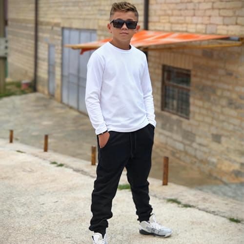 BIG ELEPHANT 3 Pack Boys Sweatpants, Youth Cotton Athletic Joggers Pants with Pockets and Drawstring