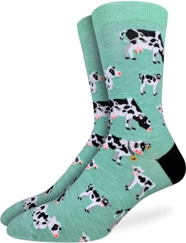 Good Luck Sock Men's Cows in a Field Socks, Adult, Shoe Size 7-12