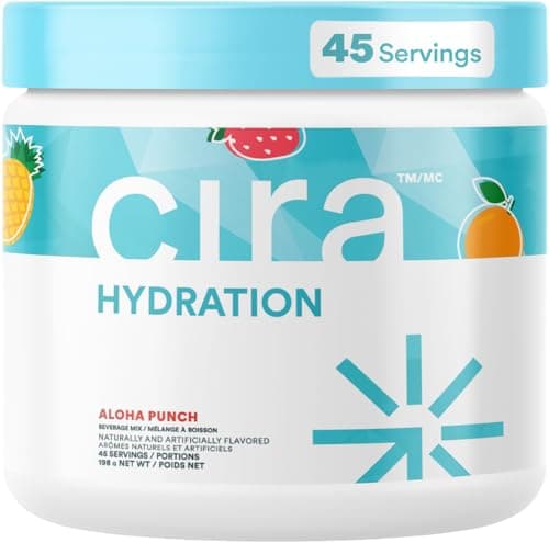 Cira Hydration Electrolytes Powder - Daily Electrolyte Powder, Sugar Free w/Himalayan Salt, Magnesium, & Potassium, Hydration Powder for Dehydration Relief & Recovery - Aloha Punch, 45 Servings