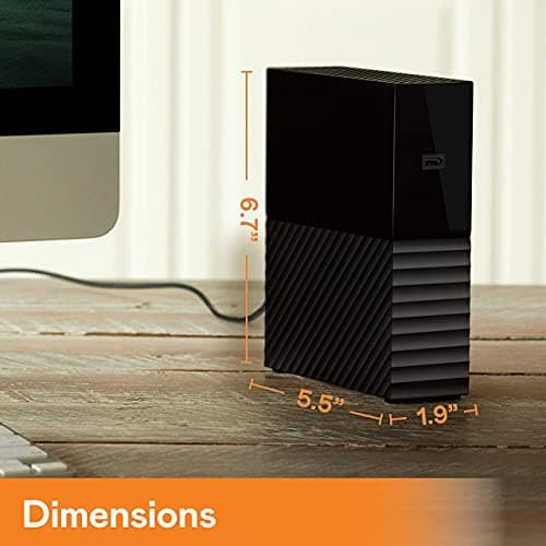 WD 12TB My Book Desktop External Hard Drive, USB 3.0, External HDD with Password Protection and Auto Backup Software - WDBBGB0120HBK-NESN
