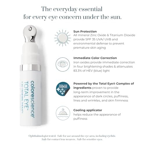 Colorescience Total Eye 3-in-1 Renewal Therapy, 0.23 Fl Oz, Medium