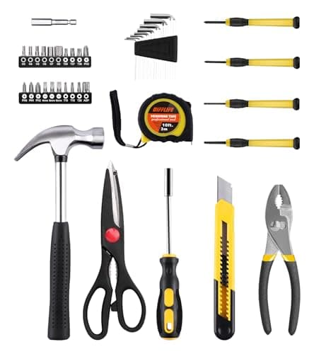 DIFFLIFE 40-Piece Tool Set - General Household Hand Tool Kit with Plastic Toolbox Storage Case…