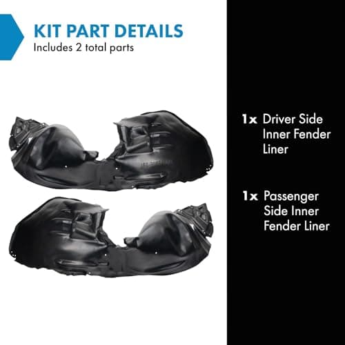 TRQ Front Inner Fender Liner Set Compatible with 2019-2023 Chevrolet Malibu GM1248301 GM1249301