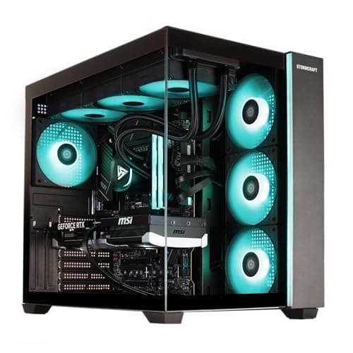 STORMCRAFT Falcon AI Gaming Desktop Computer AMD Ryzen 7 7800X3D, RX 9070 XT 16G, 32GB DDR5 6000MHz, 1TB NVMe SSD, 850W PSU 360mm AIO, ARGB Fans, USB-C, Bluetooth, Wi-Fi VR Ready PC Game Design Office