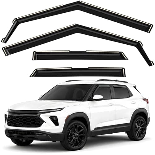 GrandWheel Co Smoke Tinted in-Channel Side Window Vent Visor Deflectors Rain Guards Compatible with Chevrolet (Chevy) Trailblazer 2021-2026 - 4 pcs. GW0415