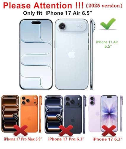Qinmay Compatible with iPhone 17 Air Case Wallet,Built-in Card Holder, Heavy Duty Protective Dual Layer Shockproof Hidden Card Slot Slim Wallet Phone Cover for iPhone 17 Air,Black