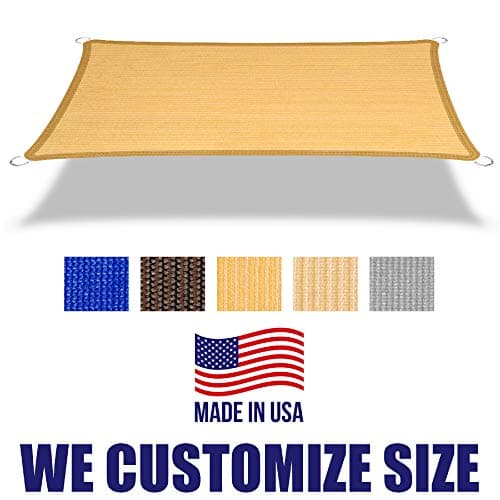 HOMA 5' x 10' Sand Rectangle Sun Shade Sail Canopy, 95% UV Blockage Awning Shelter Fabric Cloth Screen for Patio Outdoor Backyard - Heavy Duty Commercial Grade (Custom Size - Made in USA)