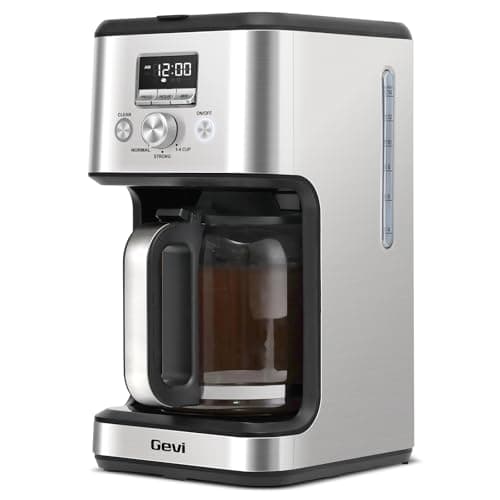 Gevi 14-Cup Drip Coffee Maker, Strong Brew, Glass Carafe, 2H Warm Silver