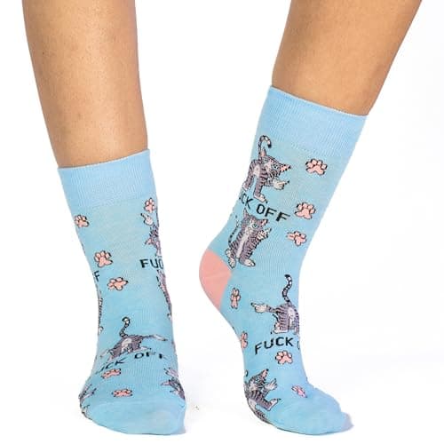 Good Luck Sock Women's F@*% Off Cats Socks, Adult, Shoe Size 5-9