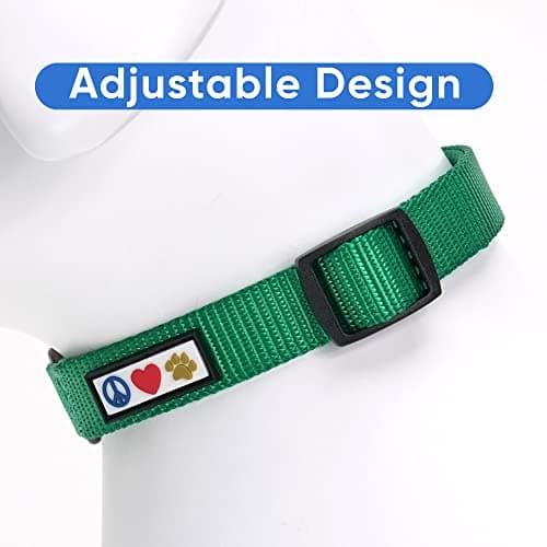 Pawtitas Extra Small Solid Lush Green Dog Collar - Adjustable Puppy Collar with Matching Leash and Harness