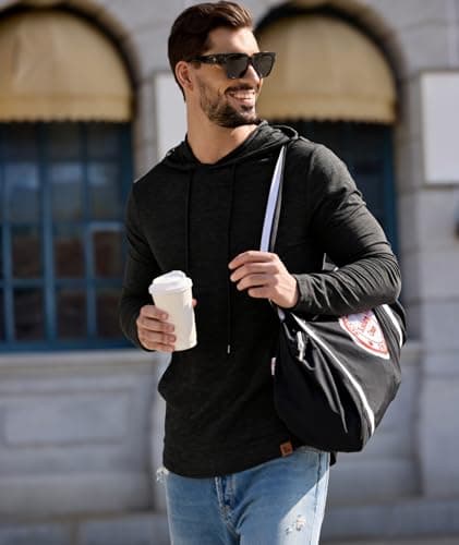 ZITY Men's Hoodie Gym Muscle Hooded Shirt Long Sleeve Gym to Street T Shirts Sport Tops Athletic Sweatshirt Running M-3XL Black
