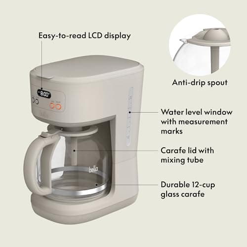 BREW 12-Cup Programmable Coffee Maker with No-Drip Glass Carafe, Oatmilk