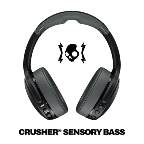 Skullcandy Crusher Evo Wireless Bluetooth Headphones with Multi-Sensory Bass, Noise Isolating Over-Ear Fit, Up to 40 Hours Battery, Microphone for iPhone Android - Asphalt