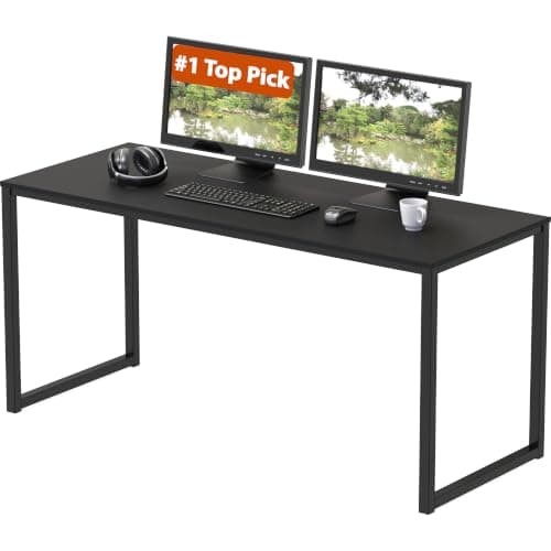 SHW Mission 48-Inch Home Office Computer Desk, 121 x 60 cm, Black
