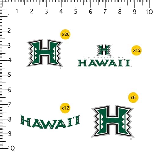 University of Hawaii 50ct Vinyl Large Deluxe Stickers Variety Pack - Laptop, Water Bottle, Scrapbooking, Tablet, Skateboard, Indoor/Outdoor