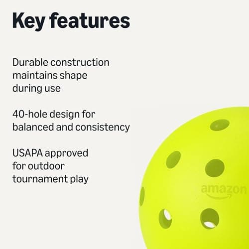 Amazon Basics Outdoor Pickleball Balls, USAPA Approved, Yellow, 12-Pack
