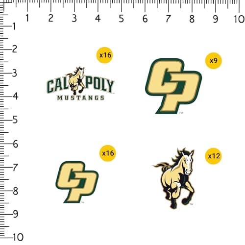 California Polytechnic State University Spirit Logos 50ct Vinyl Large Deluxe Stickers Variety Pack - Laptop, Water Bottle, Scrapbooking, Tablet, Skateboard, Indoor/Outdoor