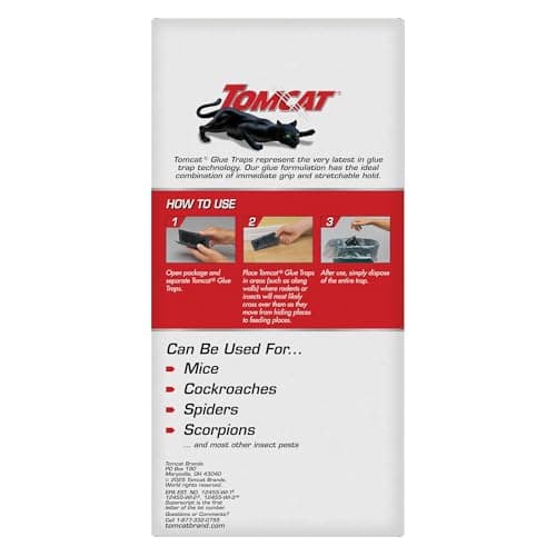 Tomcat Glue Traps Mouse Size with Eugenol for Enhanced Stickiness - Sticky Pads For Mice, Cockroaches, and Spiders, 6 Traps